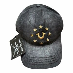 NWT True Religion Men’s Athletic Designer Fashion Metallic Denim Baseball Cap
